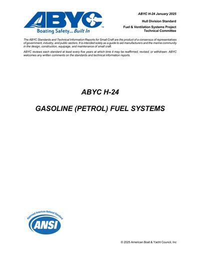 ABYC H-24-2025 - Gasoline (Petrol) Fuel Systems