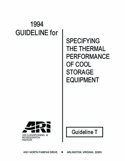 ARI Guideline T (1994) - Specifying the Thermal Performance of Cool ...