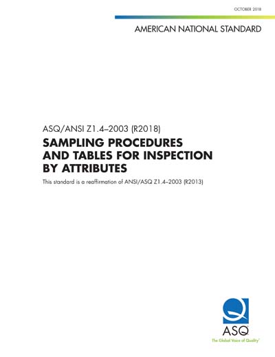 ANSI/ASQ Z1.4 2003 (R2018) - Sampling Procedures and Tables for ...