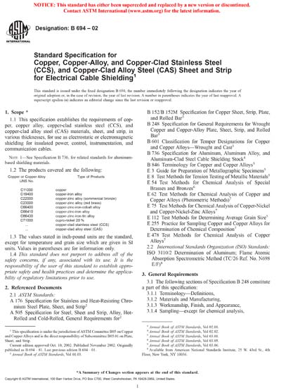 ASTM B694-02 - Standard Specification for Copper, Copper-Alloy, and ...
