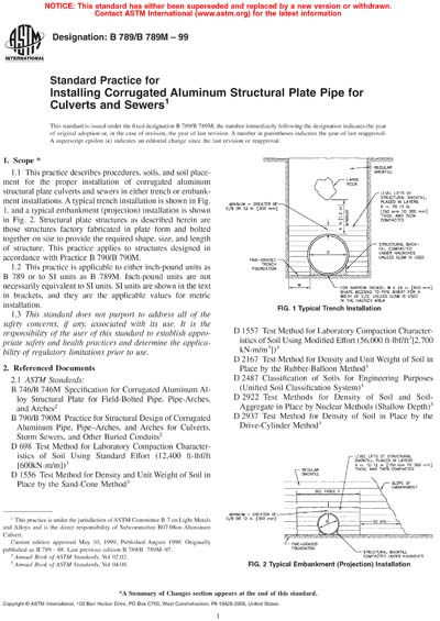 ASTM B789/B789M-99 - Standard Practice for Installing Corrugated ...