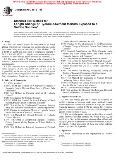 ASTM C1012-03 - Standard Test Method for Length Change of Hydraulic ...