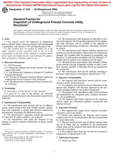 ASTM C1037-85(1994) - Standard Practice for Inspection of Underground ...