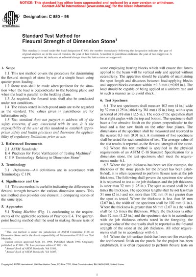 ASTM C880-98 - Standard Test Method for Flexural Strength of Dimension ...