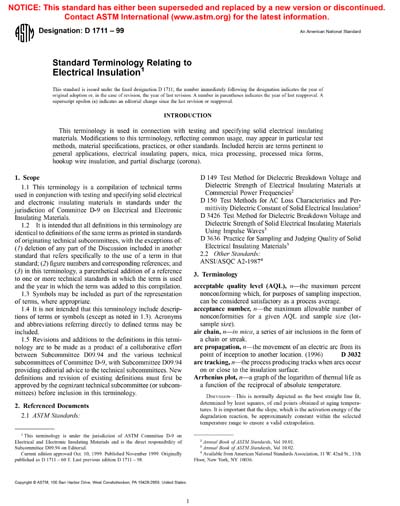 ASTM D1711-99 - Standard Terminology Relating to Electrical Insulation