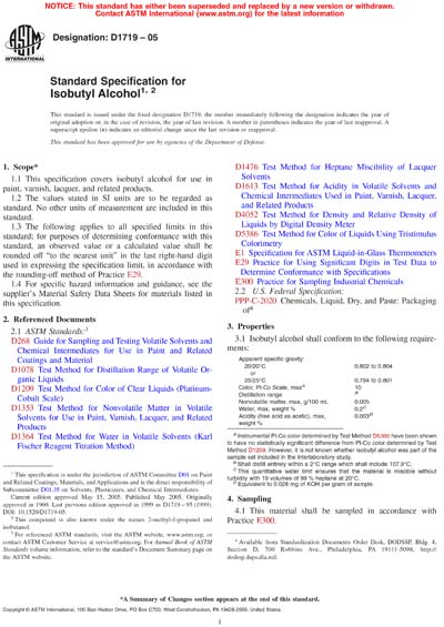 ASTM D1719-05 - Standard Specification for Isobutyl Alcohol