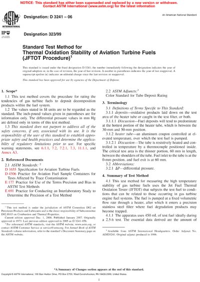 ASTM D3241-06 - Standard Test Method for Thermal Oxidation Stability of ...