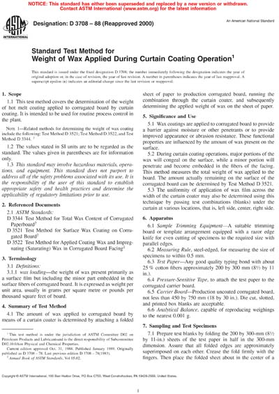 ASTM D3708-88(2000) - Standard Test Method for Weight of Wax Applied ...