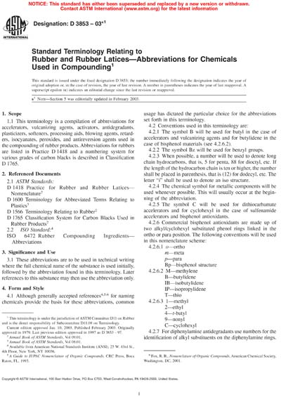 ASTM D3853-03e1 - Standard Terminology Relating to Rubber and Rubber ...