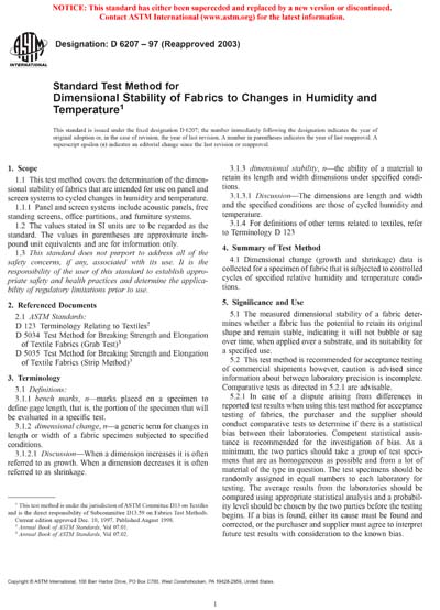 ASTM D6207-97(2003) - Standard Test Method for Dimensional Stability of ...