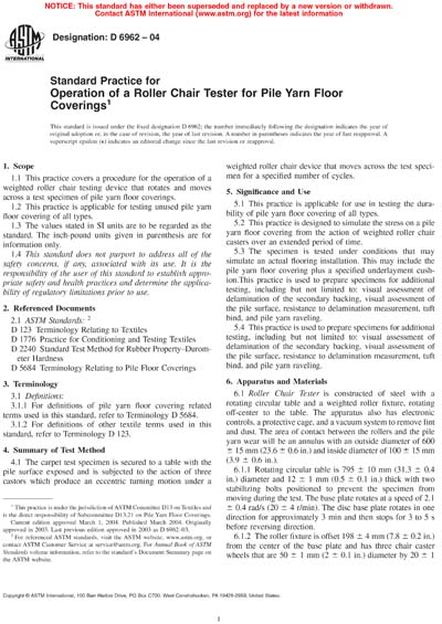 ASTM D6962-04 - Standard Practice for Operation of a Roller Chair ...