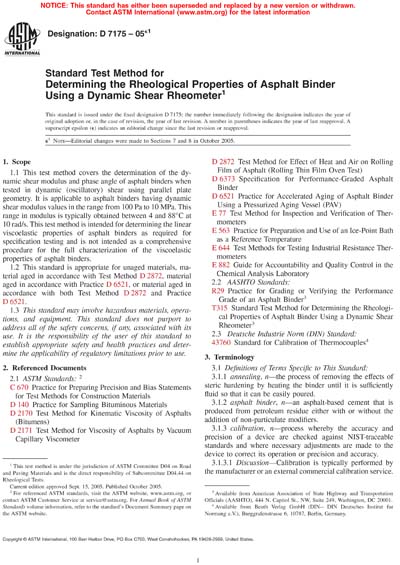 ASTM D7175-05e1 - Standard Test Method for Determining the Rheological ...