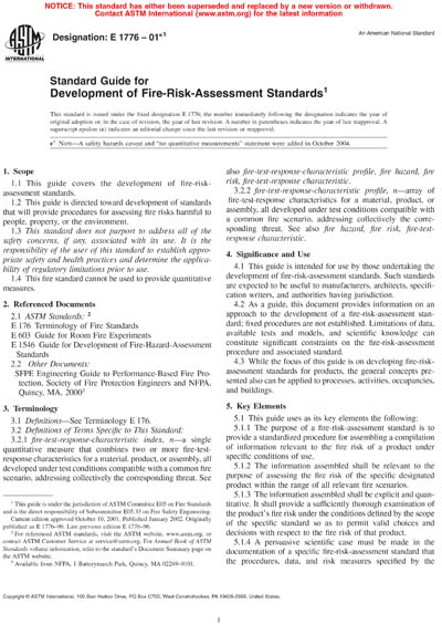 ASTM E1776-01e1 - Standard Guide for Development of Fire-Risk ...