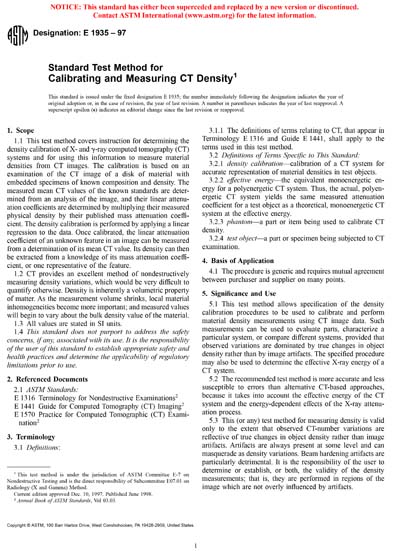 ASTM E1935-97 - Standard Test Method for Calibrating and Meausring CT ...