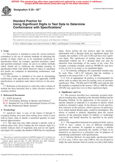 Astm Rounding ASTM E29-02e1 - Standard Practice for Using Significant Digits in Test ...