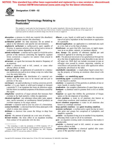 E609 Pattern ASTM E609-02 - Standard Terminology Relating to Pesticides
