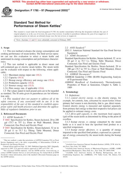 ASTM F1785-97(2003)e1 - Standard Test Method for Performance of Steam ...