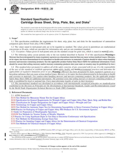 ASTM B19 20 Red Standard Specification For Cartridge Brass Sheet 