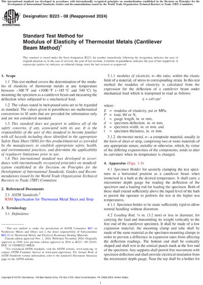 Astm Metal Testing Spec Example ASTM B223-08(2024) - Standard Test Method for Modulus of Elasticity of ...
