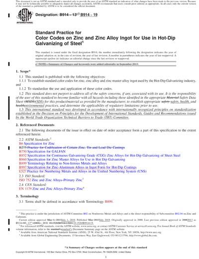 ASTM B914-19 Red - Standard Practice for Color Codes on Zinc and Zinc ...
