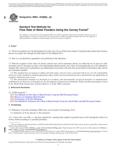 Carney Master Flow Chart.pdf ASTM B964-25 Red - Standard Test Methods for Flow Rate of Metal Powders ...