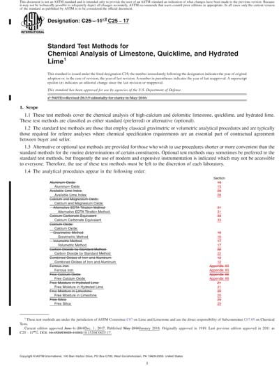 ASTM C25-17 Red - Standard Test Methods for Chemical Analysis of ...