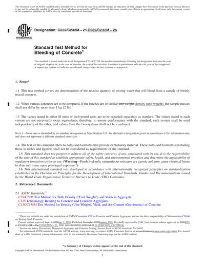 ASTM C232/C232M-26 Red - Standard Test Method for Bleeding of Concrete ...