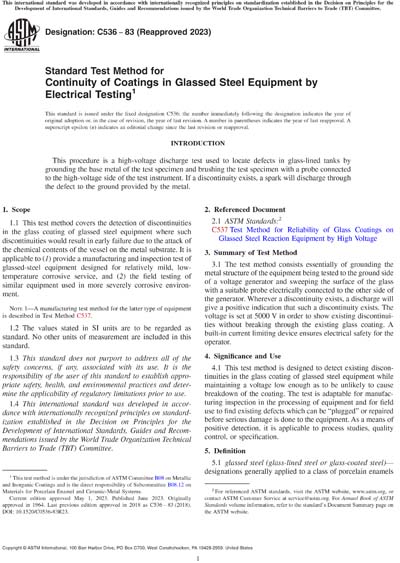 ASTM C536-83(2023) - Standard Test Method for Continuity of Coatings in ...