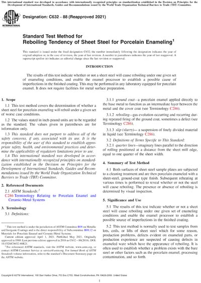 ASTM C632-88(2021) - Standard Test Method for Reboiling Tendency of ...