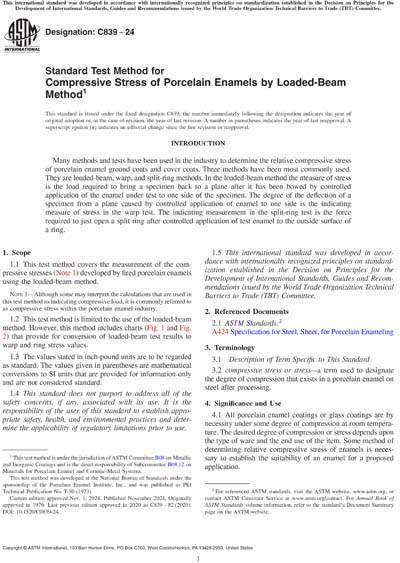 ASTM C839-24 - Standard Test Method for Compressive Stress of Porcelain ...