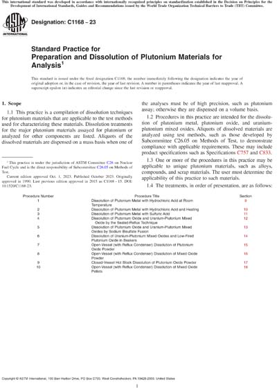 ASTM C1168-23 - Standard Practice for Preparation and Dissolution of ...