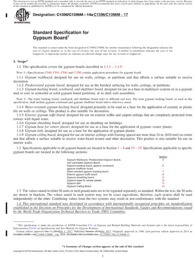ASTM C 36 - Standard Specification For Gypsum Wallboard PDF, PDF, Drywall