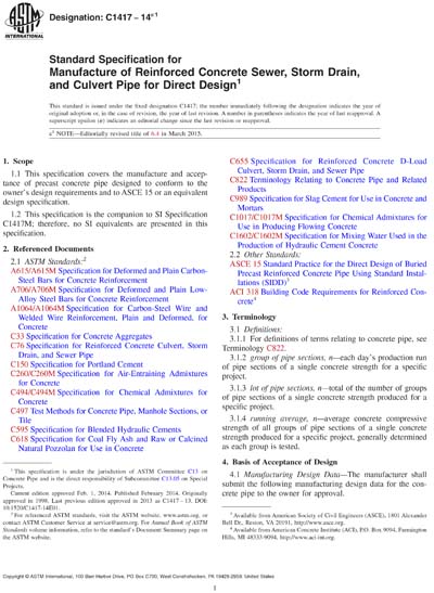 Asce 15 17.pdf ASTM C1417-14e1 - Standard Specification for Manufacture of Reinforced ...