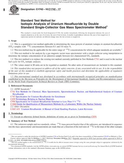 ASTM C1742-17 Red - Standard Test Method for Isotopic Analysis of ...