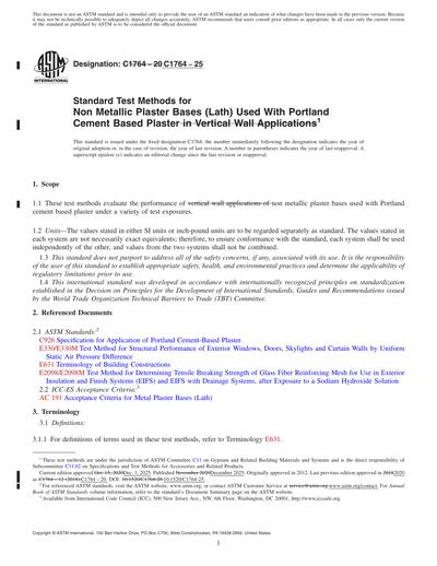 ASTM C1764-25 Red - Standard Test Methods for Non Metallic Plaster ...