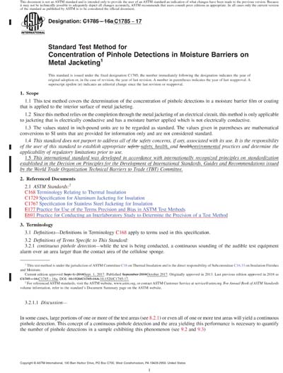 ASTM C1785-17 Red - Standard Test Method for Concentration of Pinhole ...