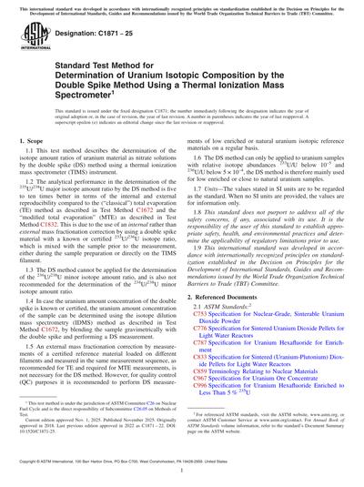 ASTM C1871-25 - Standard Test Method for Determination of Uranium ...
