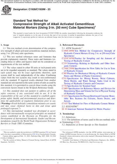 ASTM C1928/C1928M-23 - Standard Test Method for Compressive Strength of ...