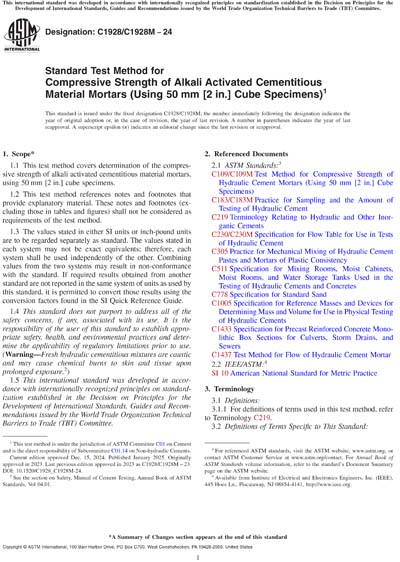 ASTM C1928/C1928M-24 - Standard Test Method for Compressive Strength of ...