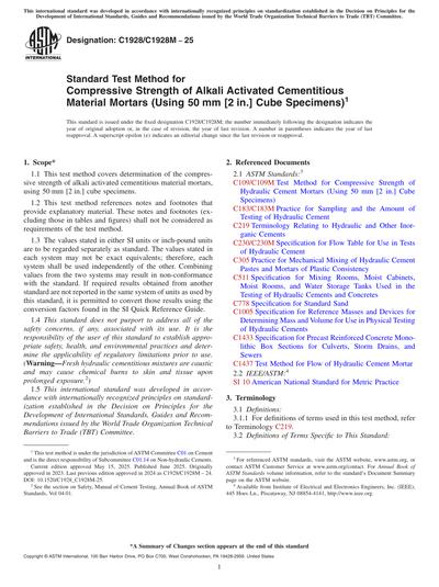 ASTM C1928/C1928M-25 - Standard Test Method for Compressive Strength of ...