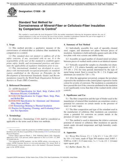 ASTM C1936-26 - Standard Test Method for Corrosiveness of Mineral-Fiber ...