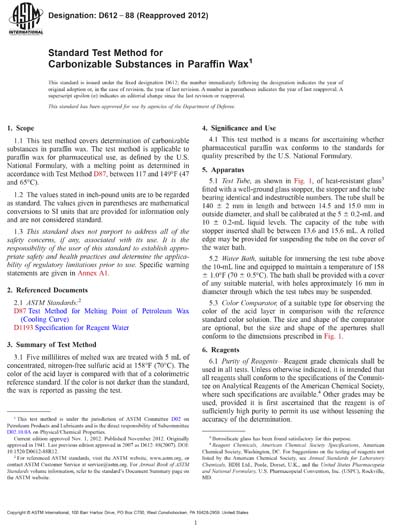 ASTM D612-88(2012) - Standard Test Method for Carbonizable Substances ...