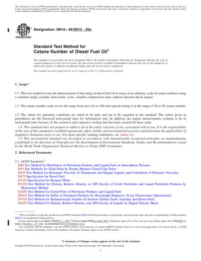 ASTM D613-25a Red - Standard Test Method for Cetane Number of Diesel ...