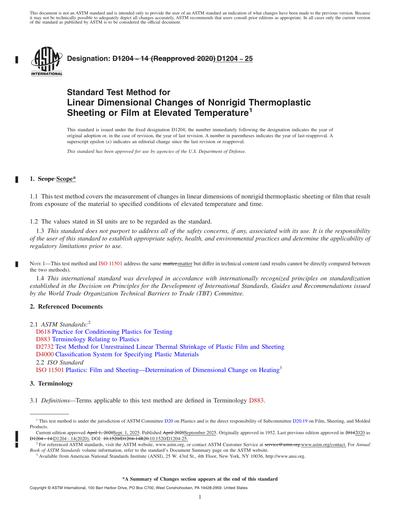 ASTM D1204-25 Red - Standard Test Method for Linear Dimensional Changes ...