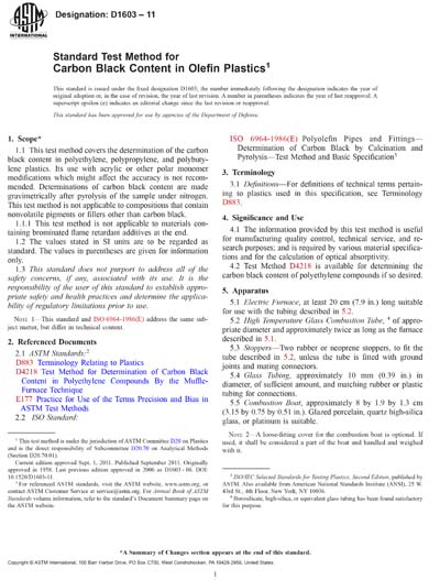 ASTM D1603-11 - Standard Test Method for Carbon Black Content in Olefin ...