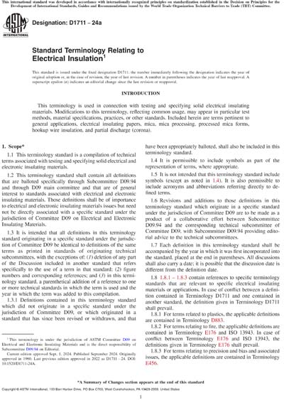 ASTM D1711-24a - Standard Terminology Relating to Electrical Insulation