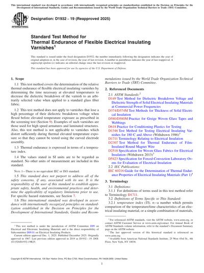 ASTM D1932-19(2025) - Standard Test Method for Thermal Endurance of ...