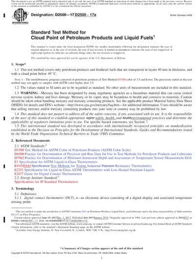 ASTM D2500-17a Red - Standard Test Method for Cloud Point of Petroleum ...
