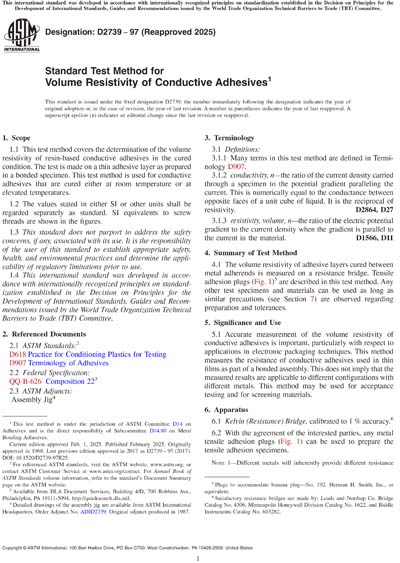 ASTM D2739-97(2025) - Standard Test Method for Volume Resistivity of ...