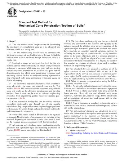 ASTM D3441-25 - Standard Test Method for Mechanical Cone Penetration ...